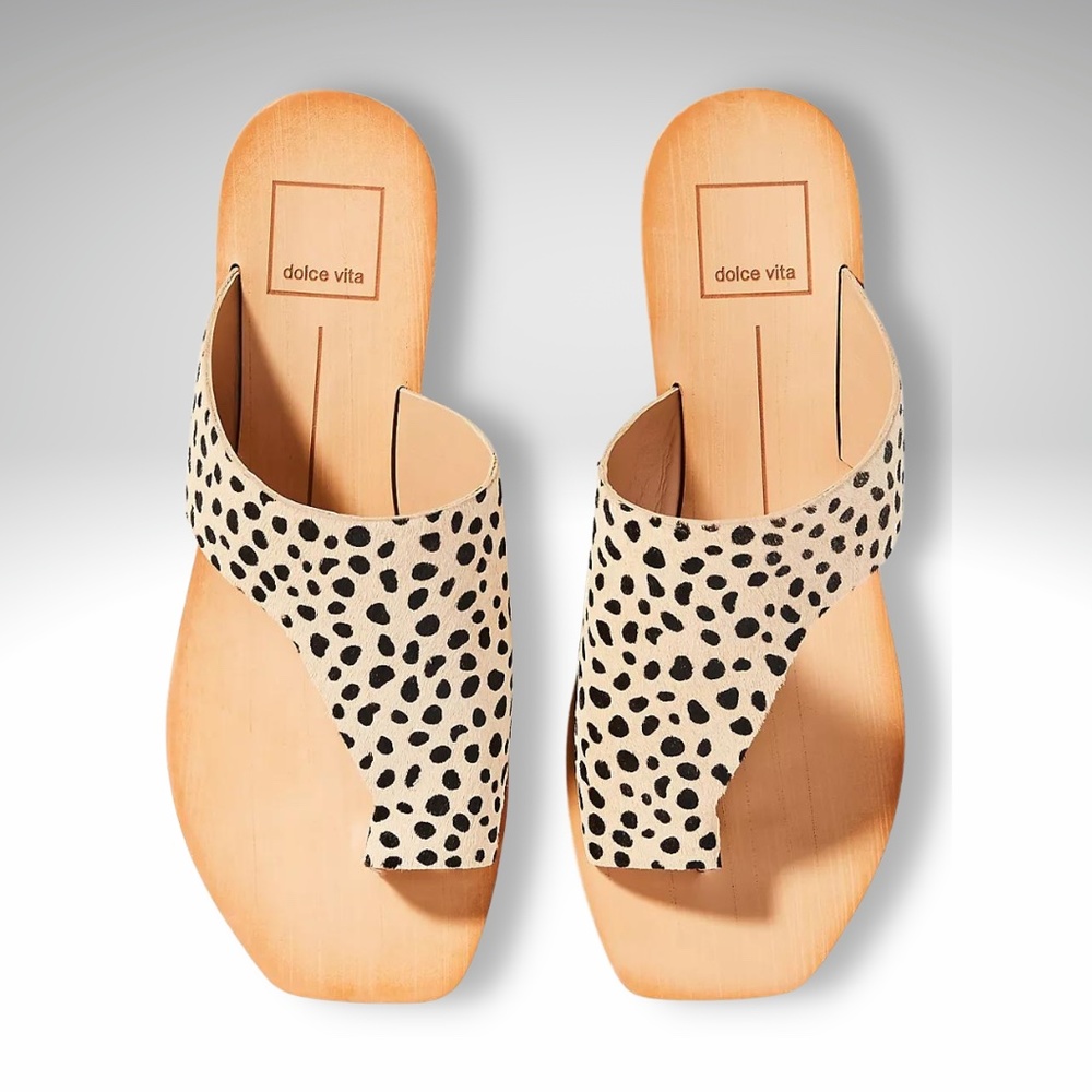 DOLCE VITA Leopard Print Calf Hair Slide Sandals Size 9.5